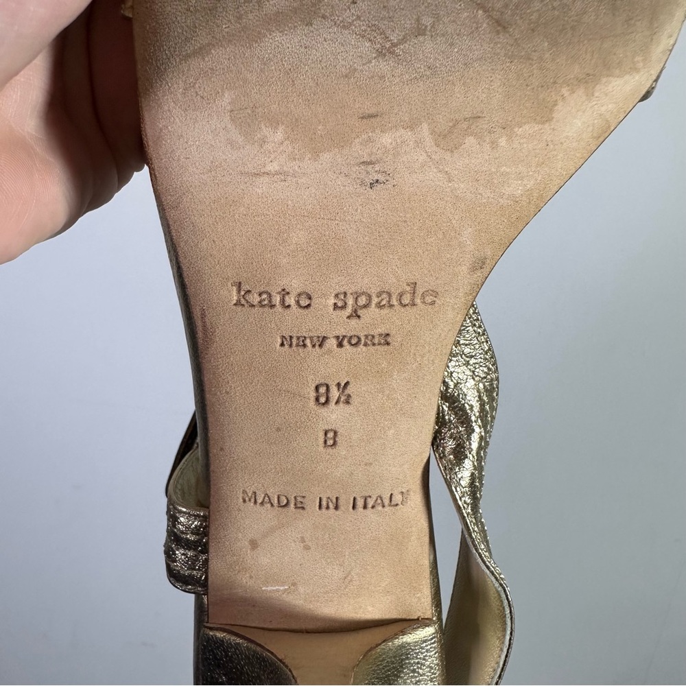 Kate Spade Metallic Gold High Heel Slingback Sandals - Picture 6 of 7